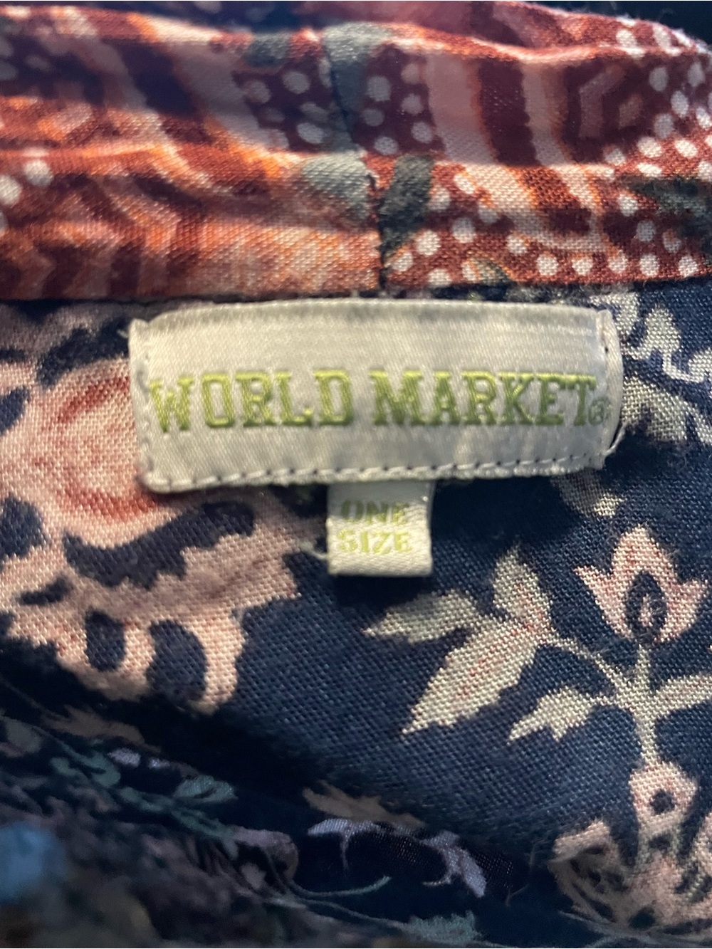 Cost Plus World Market Navy Floral Duster with Rust Accents - Picture 2 of 3